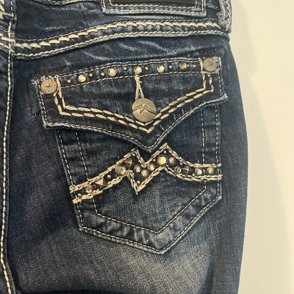 Miss Me Easy Boot Cut Dark Wash Embellished Low Rise Jeans Size 26 - Picture 9 of 10